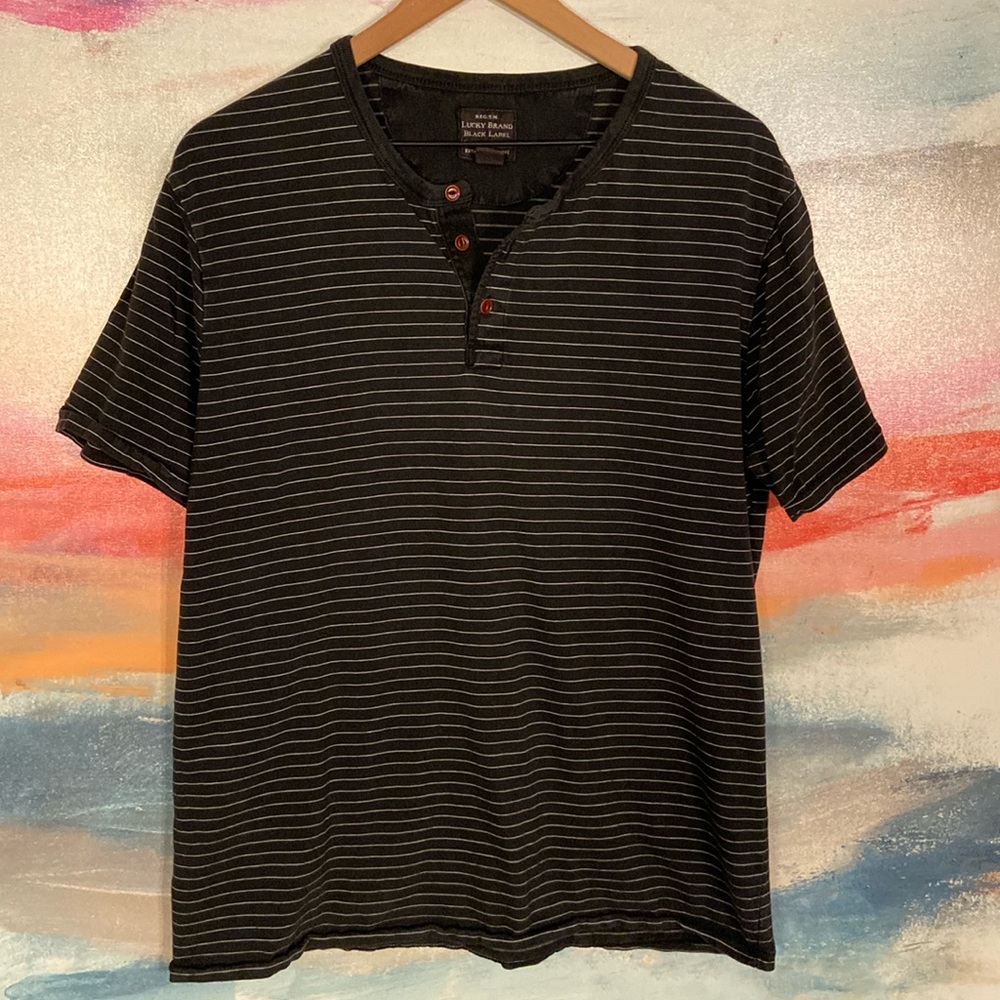 🔥EC🔥Lucky Brand Black Label 100% Cotton 3 Button Up Shirt.